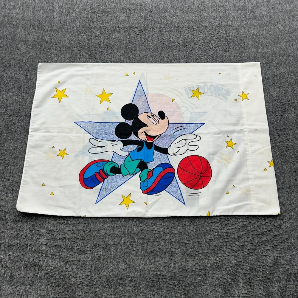Disney Mickey Mouse Basketball Pillowcase 2-sided vintage Swoosh Fabric Cutter‎